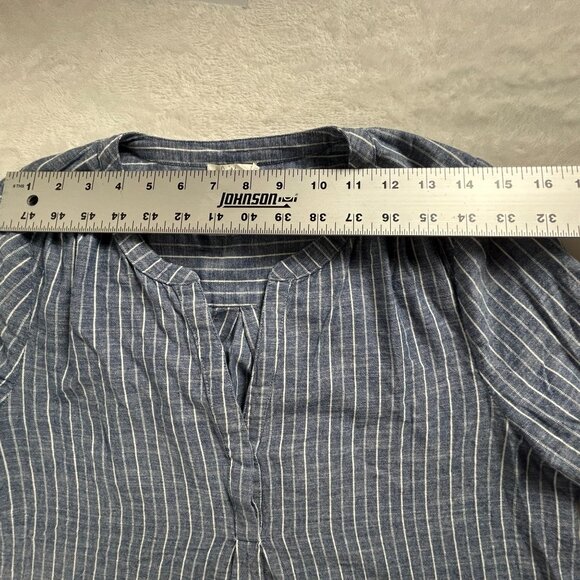 Joie Womens Blue & White Striped Cotton Long Sleeve Popover Top Blouse Medium - Picture 5 of 7
